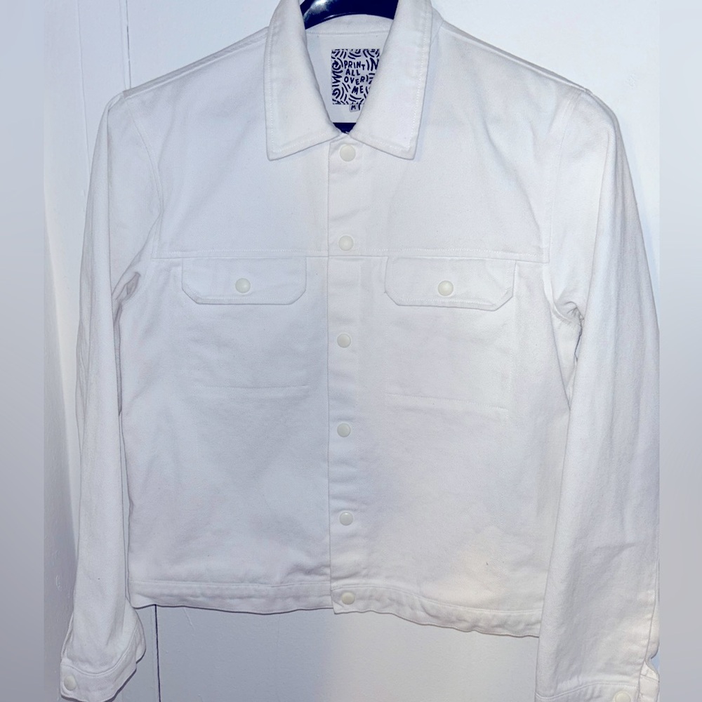 White denim button up jacket